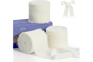 Cinta de gasa de color marfil para envolver regalos, cinta de flecos FAKILO, 3 rollos de 3,8cm x 19,5 m, juego de cintas vintage para invitaciones de boda