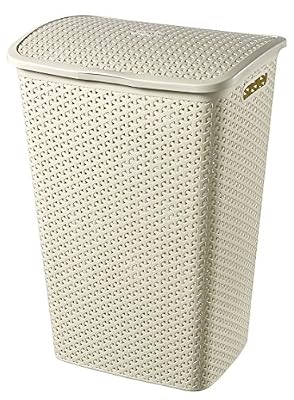 Curver 216582 My Style Coffre à linge Rotin Plastique Ivoire 55 L 42,8 x 33 x 60,4 cm