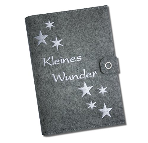 Mutterpasshülle Deluxe „Kleines Wunder“ mit extra Fächern und Verschluss aus 100% Wollfilz – in deutscher Handarbeit gefertigt – - 2