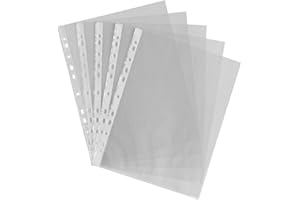 Smco 100 X A4 CLEAR PLASTIC PUNCH PUNCHED POCKETS FOLDERS FILING WALLETS SLEEVES