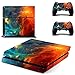 Produktbild Stillshine PS4 Skin Aufkleber Sticker Folie schützende Haut Schale für Sony Playstation 4 Konsole und 2 Controller (Blue-Orange Starry)