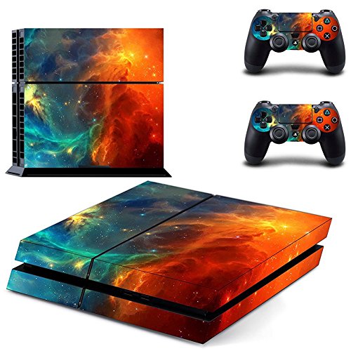 Ps4 Playstation 4 Consola Design Foils Skin Sticker Decal Pegatinas + 2 Controlador Skins Set (Azul-Naranja Estrellado)