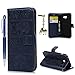 Produktbild Samsung Galaxy A3 2017 Hülle, Leder Flip Wallet Cover in Book Style Stand Case Card Slot Leder Tasche Case Karteneinschub und Magnetverschluß Kratzfestes und Schmutzunempfindliches in Marineblau für Samsung Galaxy A3 2017 + 1x Anti-Staub Stöpsel + 1x Eingabstift