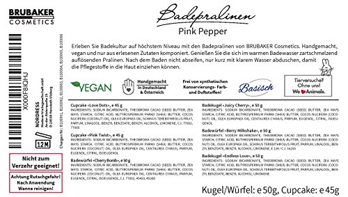 6er Set BRUBAKER Cosmetics Badepralinen „Pink Pepper Cherry“ handgemacht und vegan - 5