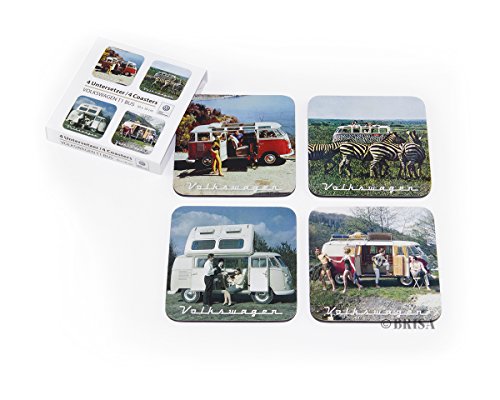 Drink Coasters - VW T1 Bus Striped Design - Set Of 4 Cork Back Coasters