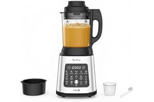 Moulinex Blender chauffant, 1400 W, 10 programmes automatiques, Lames amovibles, Fonction nettoyage en profondeur, Panier vapeur, Perfectmix Cook LM83SD10, Métal