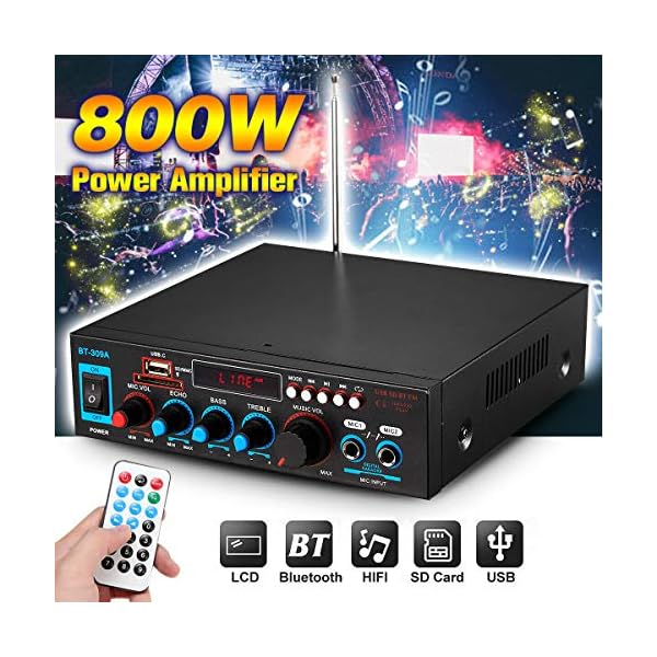 800W Bluetooth Car Home Endverstärker HiFi Stereo Audio Digital Amp MP3 SD MIC (BT-309A 800W) – Bild 3