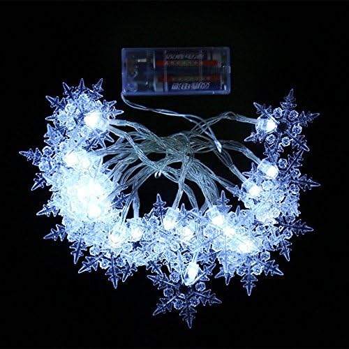Christmas Battery Powered 20 Led 2.1M Snowflake Fairy String for Decorating Gardens, Homes, Wedding, Christmas Party ,Festival (Cool White)