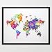 Dignovel Studios A4 WORLD Map Poster watercolour Print Wedding Gift Childrens Wall Art kids watercolour print Home Decor kids art Wall Hanging Birthday Gift N087-Unframed