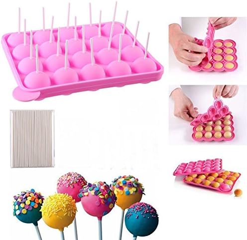 Silicone Non Stick Cake Pop Set Baking Tray Makes Up To 20 CakePops Mould Kids Birthday Party Set Cookware Kit