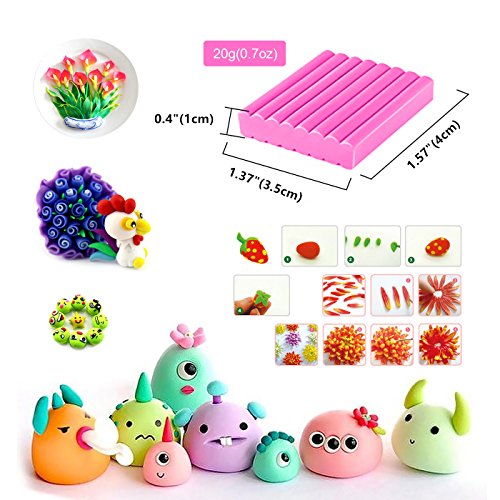 Polymer Ton 24 Farben Clay, WonderforU Fimo Ofen backen Lehm Kinderknete und Werkzeuge (24 Farben) - 4