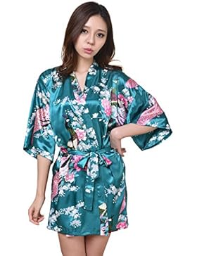 Yidarton Sexy Donna Pigiama Kimono Vestaglie Stile Breve Peacock Printing Kimono Bathrobe