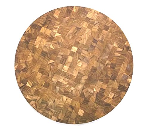 Runder Metzgerblock / Schneidebrett aus massivem Teak-Hirnholz - 4