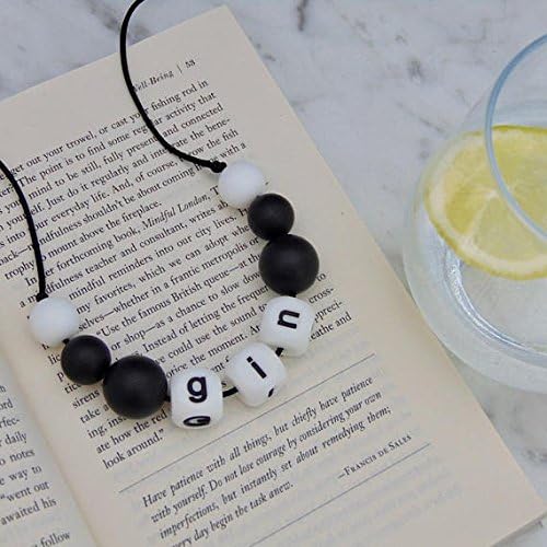 Gin Lovers Silicone Teething Necklace for Breastfeeding Nursing and Baby Wearing Black and White New Mum Gift Teething Jewellery Chewelry Baby Shower Gift