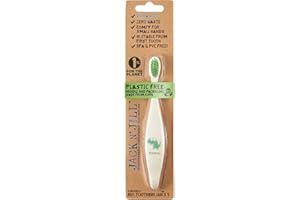 JACK N' JILL ................. SINCE 1949 Jack N' Jill Kids Plastic Free Bio Toothbrush, Zero Waste Nylon Bristles Which Are Soft on the Gums, Ergonomic Handles For Little Hands, Suitable From First Tooth - Dino