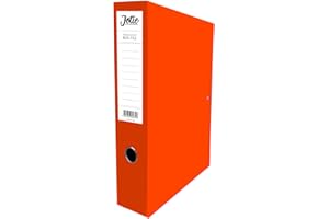 JOTIE Box File with Lock Spring Ring Pull & Catch Glossy Finish 75mm Spine Ideal Document Organiser for Office School Paperwork Storage Foolscap Box Files Red Orange