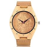 Handarbeit Holz Bambus, Men 's Eco Armbanduhr Cool Dragon Design Muster Zifferblatt, Bambus Armbanduhr Unisex