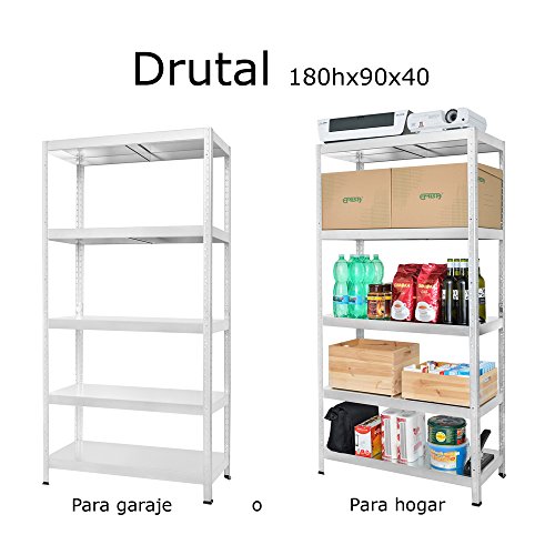 Metallregal 180 x 90 x 40 mit 5 Metallböden drutal weiß oder verzinkt, silber - 8