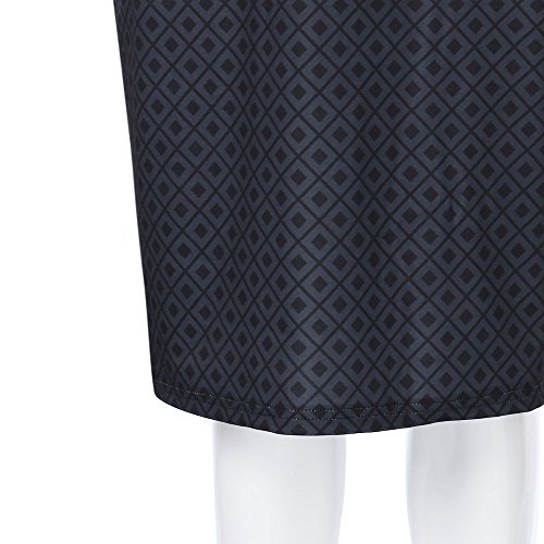 WWricotta Women Patchwork Geometric Print Split High Waist Party Evening Prom Swing Dress(Schwarz, XXL)