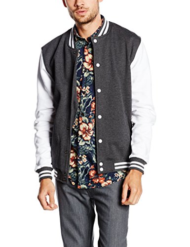 Urban Classics Herren Jacke 2-Tone College Sweatjacket, Charcoal/White, XXL