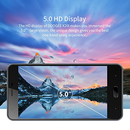 Handy ohne Vertrag, DOOGEE X20 Dual Sim Smartphone Android, 5 Zoll HD IPS Display Smartphones, 16GB ROM-2.0MP +Dual 5.0MP kamera, Energiesparend MT6580 Prozessor - Antikes Silber