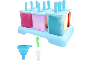 XZMCAT Eisformen Eis am Stiel, 9 Eisformen Wiederverwendbar BPA Frei, DIY Eis am Stiel Formen, Eisformen Kinder mit Einer Reinigungsbürste und Silikon Falttrichter