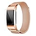 Produktbild Altsommer 4 Farben Armband für Fitbit Charge 2 Milanese Magnetic Edelstahl + HD Film Armband, Edelstahl Mesh Milanese Magnet Uhrenarmband Replacement Armband für Damen Herren (Rose Gold)