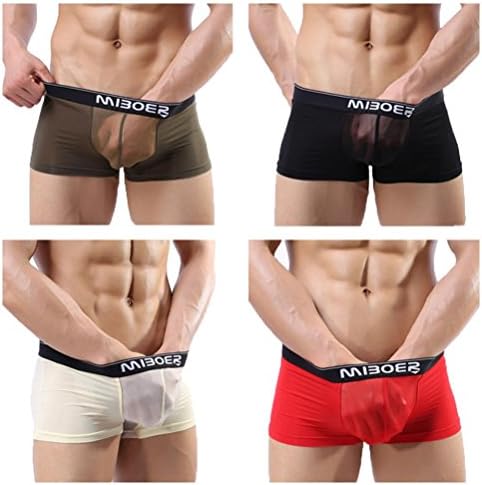 Ultra-Thin Ice Silk Men's Underpants Breathable Transparent Boxer Shorts, B, M