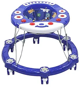 ODELEE Musical Baby Activity Cat Face Foldable Baby Walker for Kids with Music and Light Age 6 Month+ (Blue)