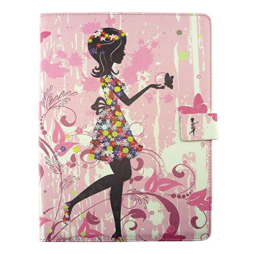 Emartbuy PU Leather Multi Angle Executive Folio Wallet Case Cover for Samsung Galaxy Tab S3 SM-T825 (Pink Flower Girl_10-11 Inch)