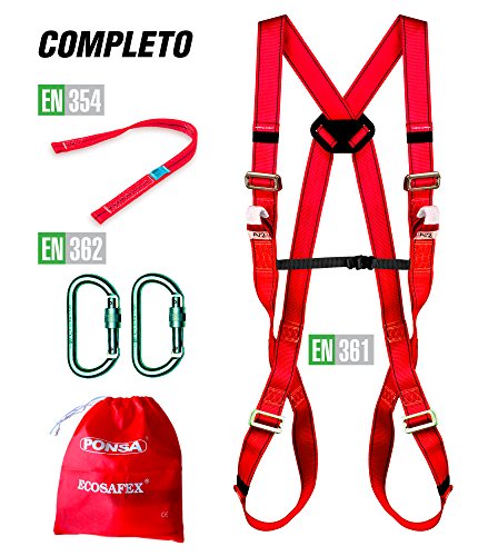 FALLSCHUTZ - SET: Auffanggurt mit 2 haltepunkte + Element zur ladungssicherung + 2 wirbelkarabinerhaken. 031053001001