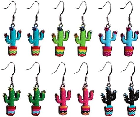 Cute Colourful Cactus Drop Dangle Earrings - Colours Chosen at Random