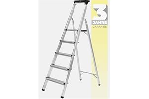 CRAFTFULL 𝐂𝐑𝐀𝐅𝐓𝐅𝐔𝐋𝐋 Échelle en Aluminium CF-133B | 3-6 marches - Pliable - Jusqu’à 150 kg - Échelle ménagère avec Espace de Rangement - Échelle - Escabeau