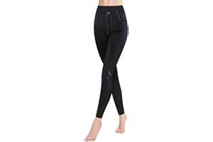 GoVIA Jeggings Elastici Blu e Nero Leggins Donna Leggings Stampato a Vita Alta Pantaloni Stretti Ghette 4109 VA