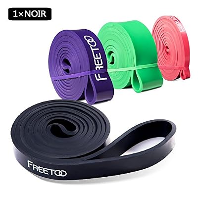 FREETOO Bande Elastique de Résistance pour Exercices Yoga Pilate Rééducation Fitness et Musculation à la Maison pour Homme et Femme- Caoutchouc Naturel- Noir