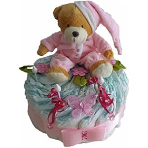 Windeltorte rosa, Geschenk zum Geburt, Taufe, Babyparty Mädchen, Windeln