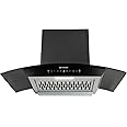 Faber 75 cm 1250 m³/hr Auto-Clean Curved Glass Kitchen Chimney [HOOD EVEREST 3D IN HC SC FL LG 75 ] with Filterless technology, Gesture & Touch Control, Black