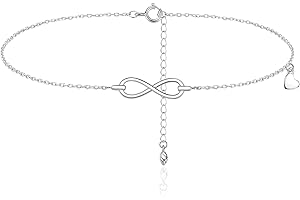 Bewenda 925 Sterling Silver Ankle Bracelet, Classic Anklets for Women, Anklet with Infinity Love/Branch Leaf, Adjustable Flexible Fit Ankle Chain, Summer Beach Foot Chain Jewellery Gift for Girls