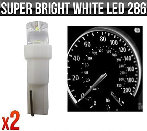 12v 1.2w T5 5mm Super Bright White LED Wedge Car Dashboard &amp; Speedo Bulb 286 x 2