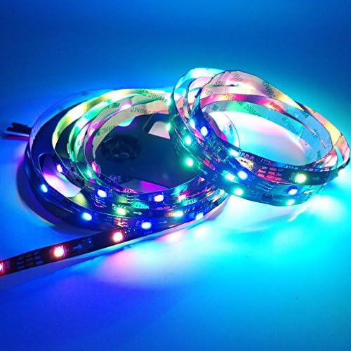 IKSACE DC12V 16.4ft 5M WS2811 1903 Programmable Dream Color LED Digital Strip 150LEDs 50ICs Pixel Strings 5050 RGB Flexible Colorful Addressable Rope LED strip Black 30LEDs/M IP20