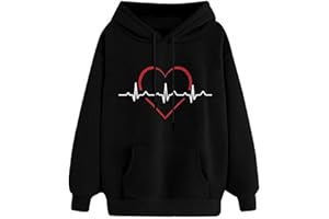 riou Sudaderas Mujer con Capucha Baratas Anchas Chica Impresión Top Suéter Mujer Tallas Grandes Camiseta con Bolsillo Deportivos Pullover Moda Originales Otoño e Invierno