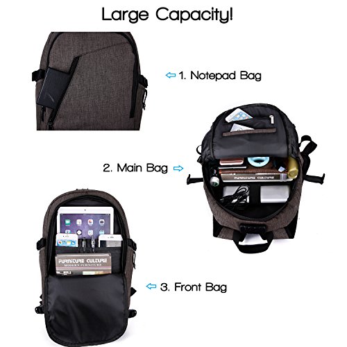 WinCret 15 6 Zoll Diebstahlschutz Laptop Rucksack - Anti-Diebstahl Lock Studenten Backpack mit USB Kabel und Anschluss f  r Damen Herren     Laptop Co