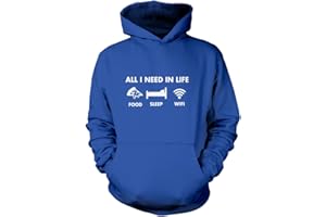 HOTSCAMP Funny Hoodie for Teen All I Need In Life Food Sleep WIFI Unisex Adults and Kids Hoodie Adulting Teenager WFH Computer Internet Hoody