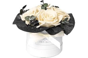 ‎INFINITY FLOWERBOX Infinity Flowerbox - Eucalyptus Bouquet in Beige - Konservierte Rose in Geschenkbox, blüht 3 Jahre ohne Wasser