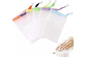 GUUFOO 10 Stück Seifensäckchen, Seifensack mit Kordelzug Seife Mesh Tasche für Baden, Seifenbeutel mit Selbstklebenden für Baden Gesichtsreinigung, Körper Peeling (Farbe Zufällig)