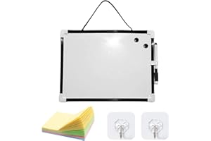 MEMOFYND 1 pizarra blanca magnética con 1 nota adhesiva y 2 ganchos, portátil, tablón de mensajes, tablón de anuncios, pizarra blanca de pared (negro)