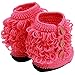 Hengsong Baby Infant Warm Knitted Woven Tassel High Boots Button Shoes (Watermelon Red)