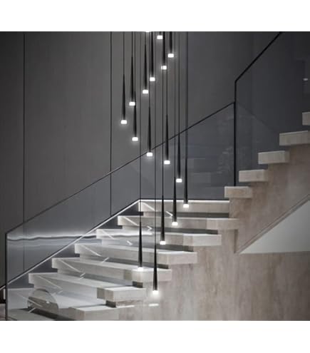 ERHANG Lámpara Colgante LED Curva, Moderna Lámpara De Aluminio Elegante Lineal Altura Ajustable Lámpara Colgante Para Sala De Estar Dormitorio Restaurante, Negro+atenuación Continua-27.6 In 45W