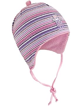 Fiebig Babybindemütze Mädchenbindemütze Bindemütze Wintermütze Herbstmütze Übergang gestreift mit Fleecefutter...