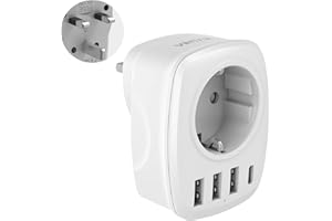 VINTAR 1PC Adaptateur Prise Anglaise UK Angleterre France Adaptateur de Voyage avec 3 USB et 1 Type-C, Europe Francaise FR 2 Broches vers GB 3 Broches pour Royaumeuni Irlande Bretagne Écosse, Type G
